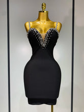 Women Sexy Sling V-neck Black Mini Bodycon Bandage Dress Luxury 2025 Celebrity Evening Club Celebrity Elegant Party Gowns