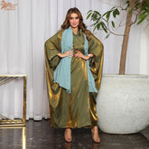 Ramadan Dubai Satin Modest Open Butterfly Batwing Kimono Abaya Cardigan Islam Muslim Dress For Women Kebaya Robe Musulmane