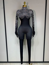 Stock Women Sexy Nightclub Evening Party Drag Queen Singer Dancer Stage Performance Costume Luxury Rhinestone Stretch Jumpsuit
