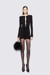 Black Color Women Long Sleeve Sexy Keyholes Bodycon Mini Dress New Spring Fashion Elegant Evening Party Cocktail Outfit