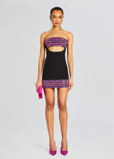 Sparkly Crystal Women Sexy Strapless Bodycon Mini Bandage Dress Keyhole Nightclub Party Celebrate Birthday Dress Vestido