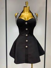 Fashion Women Luxury Party Dress Halter Sleeveless Backless Sparkly Rhinestone Bandage Dresses 2025 Elegant Evening Club Wear