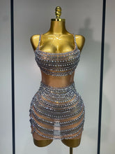 Sparkly Rhinestones Sleeveless Mini Dress Evening Birthday Celebrate Evening Party Dress Nightclub Stage Performance Costume