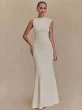 Ladies Women Sexy O Neck Tank Beige Black Maxi Long Celebrity Bodycon Bandage Dress 2025 Elegant Evening Club Party Dress