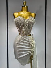 Elegant Sexy Pear Mesh See Through Two Piece Set Women Luxury Birthday Party Prom Gown Singer Nightclub Hotwife Stage Outfit