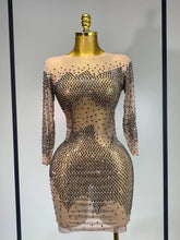 Luxury Birthday Rhinestones Half Sleeve Transparent Mini Dress Women 2025 Sexy Mesh Stretch Performance Celebrity Stage Wear