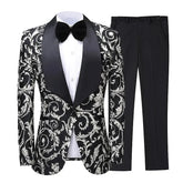 Luxury Fashion Black Groom Tuxedos Double Breasted Men Suits For Wedding Male Party Dress Costume Homme Jacket+Pants as picture 2