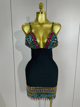 2025 Sparkly Colorful Diamonds V Neck Black Bodycon Bandage Dress Celebrity Elegant Evening Club Party Luxury Birthday Dresses