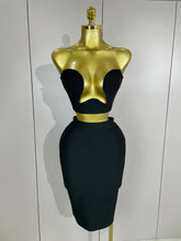 2025 Women Sexy Strapless Backless Black Bandage Two Piece Suit Celebrity Designer Fashion Birthday Gown Evening Prom Costume