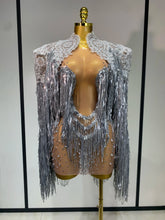 Luxury Rhinestones Tassels Mini Dress Suit Women Sexy See Through Mesh Birthday Party Club Dresses Performance Stage Outfit