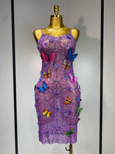 Sparkly Women Sexy Mesh See Through Dress 2025 New Arrival Butterfly Purple Celebrity Luxury Birthday Nightclub Stage Outfit