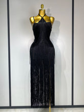 Women Sexy Backless Tassel Black Ankle Bodycon Bandage Dress 2025 Celebrity Elegant Evening Club Luxury Birthday Party Dresses