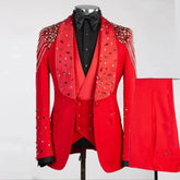 Blazer Suit For Men 2 Piece Outfit Set Suits High Quality 2024 Pants Mens Clothing Party Wedding Tuxedo Jackets Tailor-made coat Red