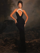 Women Celebrity Sexy Strapless Backless Pearl Black Maxi Long Bodycon Bandage Dress 2025 Elegant Evening Club Party Outfit