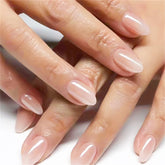 Nude Color Short Almond Fake Nails Summer DIY Manicure Full Cover Press on Nails Women Girls Wearable False Nails Patches 24Pcs