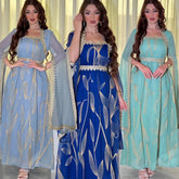 Dubai Dress Abaya for Ramadan Gurban Arab Dubai Embroiled Applique Dress Muscle Party Dinner Gown High Waist Long Party Dress