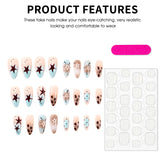 24Pcs Almond Fake Nails with Leopard Printed Y2K Girls Charm Manicure Gradient Color Press On Nails Star/Dot Designs Nails Art