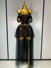 2025 New Arrived Sexy Cute Mesh Tops Skirt 2 PCS Set Women Celebrate Party Birthday Nightclub Performance Stage Show Outfit