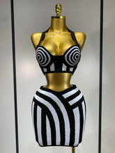 Women Sexy Backless Halter Striped Bandage Skirt Two Piece Set 2025 Knitted Celebrity Elegant Evening Birthday Party Dresses