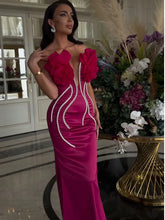Women Celebrity Sexy Strapless Backless Beading Diamonds Pink Maxi Long Bandage Dress Elegant Evening Club Party Dress