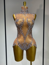 Women Sexy See Through Crystal Bodysuits Luxury Birthday Dancer Stage Performance Wear Mesh Sparkly Rhinestone Nightclub Outfit