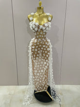 Sexy Mesh See Through Flowers Backless Long Dress 2025 Women Elegant Party Wedding Celebrate Evening Gown Prom Hotwife Outfit