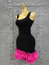 High Quality Women Sleeveless Sexy O-Neck Ruffles Bodycon Mini Bandage Dress Celebrate Nightclub Party Bar Singer Outfit