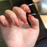 Gradient Color Press On Nails 24Pcs Medium-length Coffin Fake Nails Ballet Nude Color Charm Manicure Stick-on Nail Supplies