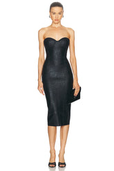 Black Foil Color Women Sexy Strapless Bodycon Bandage Dress Fashion Celebrate Evening Party Birthday Photo Shoot Dress