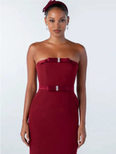 New Arrival Women Sexy Strapless Bow Bodycon Mid-calf Dress Celebrate Birthday Party Date Cocktail Outfit High Quality