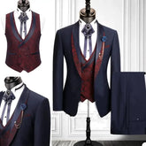 Floral Formal Suits for Men 3 Pieces Shawl Lapel Wedding Groom Tuxedo Italian Style Suit Jacket with Vest Pants Fashion 2024