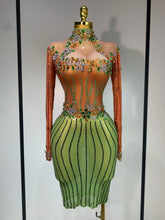 Luxury Birthday Dress Women Sparkly Diamond Short Dress Sexy Mesh See Through Celebrate Evening Party Singer Performance Costume