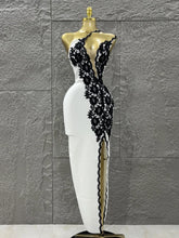 Top Quality Women Sexy One Shoulder Black Lace Bodycon Long Bandage Dress Fashion Celebrate Evening Party Birthday Outfit