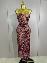 Sexy Strapless Floral Sequin Long Dress 2025 New Women Sequins Flower Backless Long Slim Dress Evening Party Runway Gown Dress