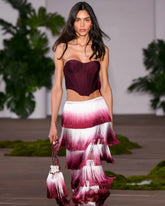 New Arrival Women Sexy Strapless Gradient Tasseles Strapless 2 Pieces Bodycon Bandage Long Dress Celebrate Birthday Party Outfit