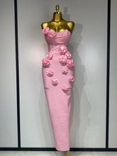 Women Celebrity Sexy Strapless Backless Flower Maxi Long Bodycon Bandage Dress 2025 Elegant Birthday Evening Club Party Dresses