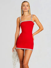 est Bandage Dress Women Celebrity Sexy Sleeveless Backless Red Diamonds Mini Bodycon Elegant Evening Club Party Dress