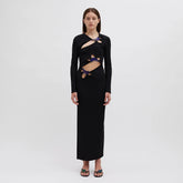 Black Color Women Long Sleeve Sexy Holes Bodycon Long Dress Fashion Celebrate Evening Party Red Carpet Dress Wholesale