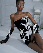 Top Quality Women Sexy Strapless Bodycon Mini Bandage Dress Florals Celebrate Evening Party Birthday Dress Vestido