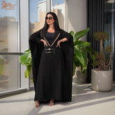 Eid Black Kimono Open Abaya Dubai Turkey Islam Muslim Kebaya Robe for Women Caftan Marocain Femme Djellaba Jalabiya Kimono Gown