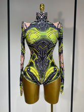 Women Sparkly Rhinstones High Street Bodysuit Performance Dance Singer Costume Nightclub Evening Party Birthday Stage Outfit