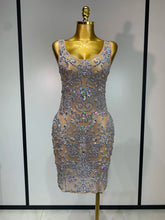 Celebrity Elegant Party Sparkly Rhinestones Transparent Mesh Short Dress Luxury Birthday Nightclub Outfit Perform Stage Costume