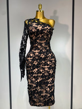 Women Sexy Lace Patchtop Bandage Dress Diagonal Collar Single Shoulder Long Sleeve Bodycon Dress Party Luxury Birthday Dresses