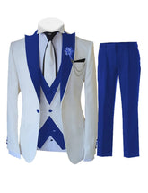 Fashion Luxury Tailor-made White Suits For Men 3 Piece Set Slim Fit Formal Wedding Best Man Groom Tuxedo(jacket+Vest+Pants) As picture color