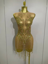 Luxury Sparkly Rhinestones Chain Sleeveless Mini Dress 2025 Women Sexy Performance Dance Nightclub Outfit Birthday Party Dress