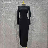 Top Quality Women Long Sleeve Sparkly Crystal Bodycon Long Bandage Dress Elegant Evening Party Cocktail Fashion Outfit