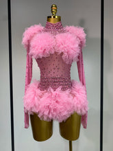 Sexy See Through Rhinestone Bodysuit 2025 Women Sexy Tight Mesh Ruffles Performance Dancer Singer Costume Nightclub Stage Outfit