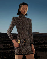 High Quality Black Full Sleeve Jacquard Mini Bandage Dress 2021 Celebrity Designer Fashion Evening Party Dress