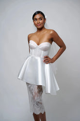 Delicate floral lace with Sweetheart neckline Wedding Dress Satin Skirt Bow Court Train Dress Bridal Gown Vestido De Novia