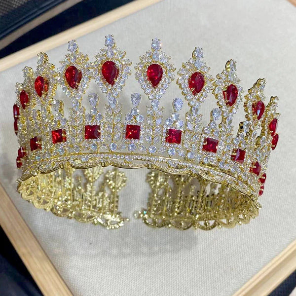 Luxury Bridal Hair Accessories Ladies Wedding Tiaras and Crowns Stage Awards Round Queen Crown Retro Men's Crown A00901